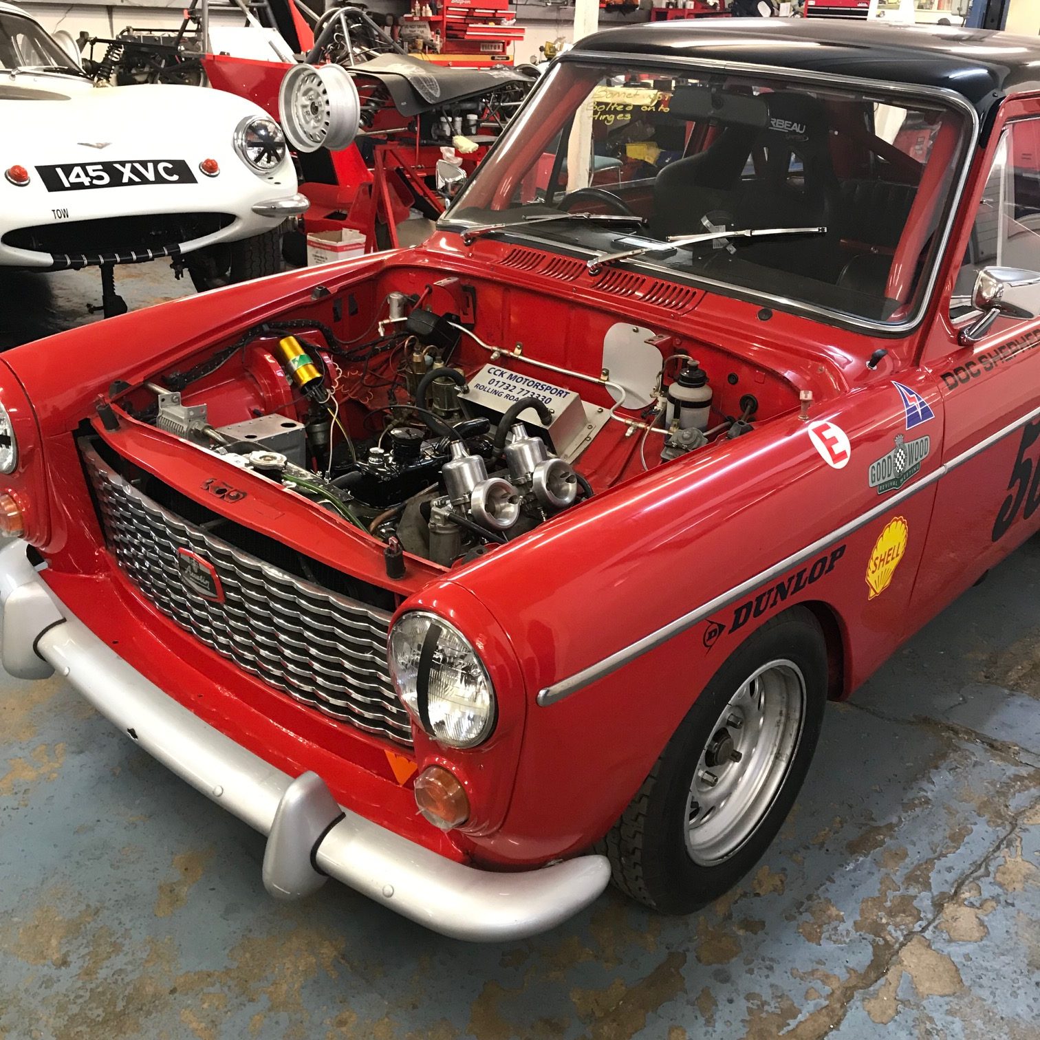 Rebuilt 1293cc race engine installed in Austin A40 CCK Historic