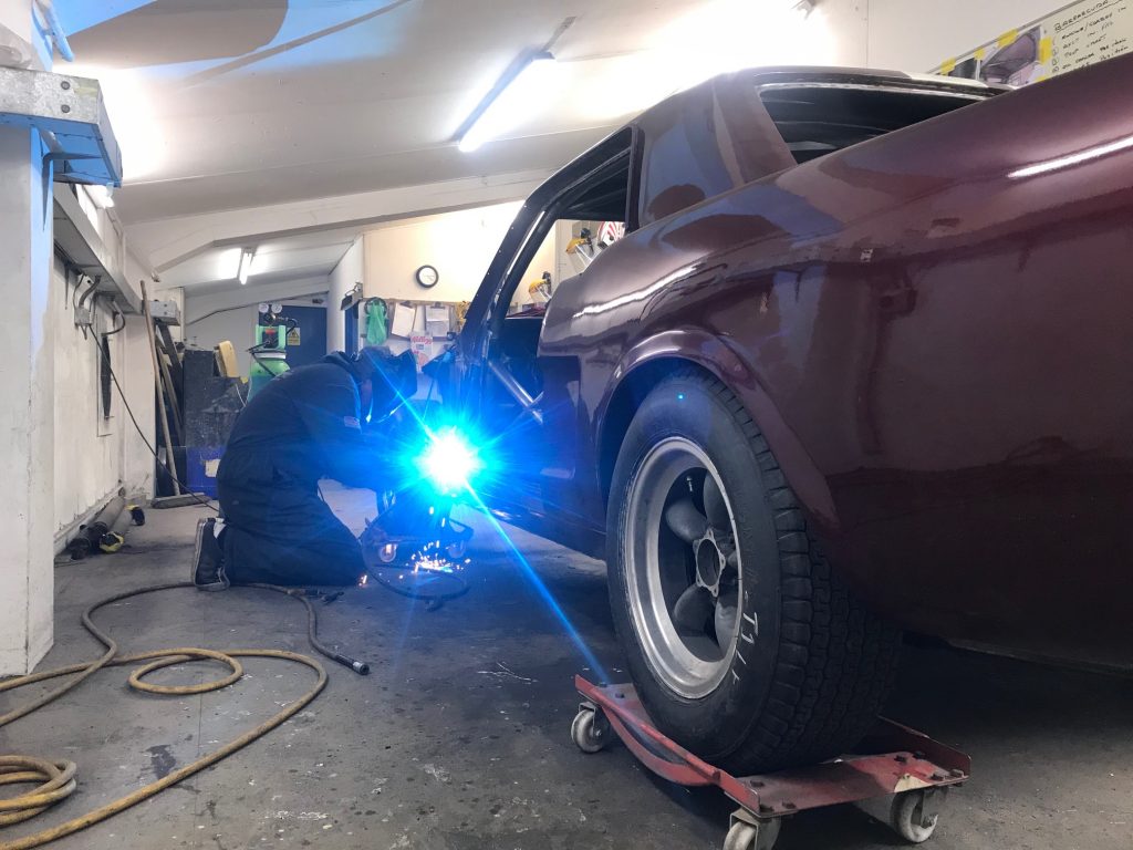 FIA Mustang race preparation seam welding